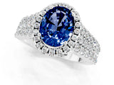 White gold Oval Cut Halo Pavé Diamond Engagement Ring with Split Shank and Four-Prong Setting_1