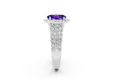 White gold Oval Cut Halo Pavé Diamond Engagement Ring with Split Shank and Four-Prong Setting_2