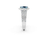White gold Oval Cut Halo Pavé Diamond Engagement Ring with Split Shank and Four-Prong Setting_2
