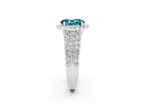 White gold Oval Cut Halo Pavé Diamond Engagement Ring with Split Shank and Four-Prong Setting_2
