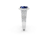 White gold Oval Cut Halo Pavé Diamond Engagement Ring with Split Shank and Four-Prong Setting_2