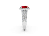 White gold Oval Cut Halo Pavé Diamond Engagement Ring with Split Shank and Four-Prong Setting_2