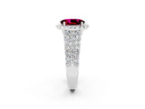 White gold Oval Cut Halo Pavé Diamond Engagement Ring with Split Shank and Four-Prong Setting_2