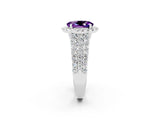 White gold Oval Cut Halo Pavé Diamond Engagement Ring with Split Shank and Four-Prong Setting_2