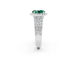 White gold Oval Cut Halo Pavé Diamond Engagement Ring with Split Shank and Four-Prong Setting_2