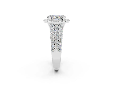 White gold Oval Cut Halo Pavé Diamond Engagement Ring with Split Shank and Four-Prong Setting_2