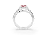 White gold Oval Cut Halo Pavé Diamond Engagement Ring with Split Shank and Four-Prong Setting_3