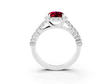 White gold Oval Cut Halo Pavé Diamond Engagement Ring with Split Shank and Four-Prong Setting_3