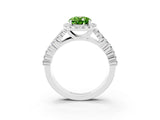 White gold Oval Cut Halo Pavé Diamond Engagement Ring with Split Shank and Four-Prong Setting_3
