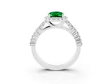 White gold Oval Cut Halo Pavé Diamond Engagement Ring with Split Shank and Four-Prong Setting_3