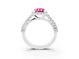 White gold Oval Cut Halo Pavé Diamond Engagement Ring with Split Shank and Four-Prong Setting_3