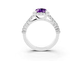 White gold Oval Cut Halo Pavé Diamond Engagement Ring with Split Shank and Four-Prong Setting_3