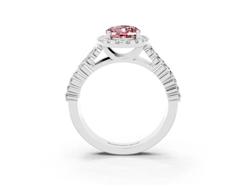 White gold Oval Cut Halo Pavé Diamond Engagement Ring with Split Shank and Four-Prong Setting_3