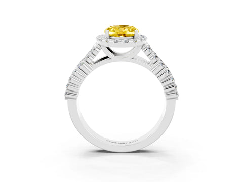 White gold Oval Cut Halo Pavé Diamond Engagement Ring with Split Shank and Four-Prong Setting_3