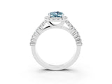 White gold Oval Cut Halo Pavé Diamond Engagement Ring with Split Shank and Four-Prong Setting_3