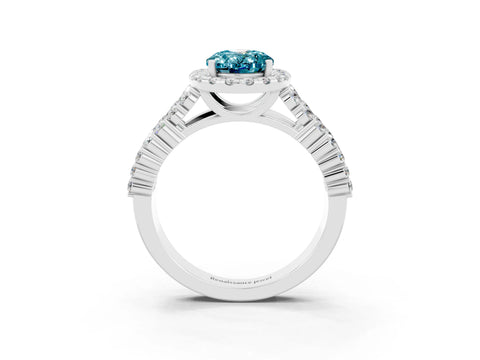 White gold Oval Cut Halo Pavé Diamond Engagement Ring with Split Shank and Four-Prong Setting_3