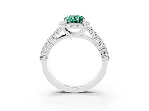 White gold Oval Cut Halo Pavé Diamond Engagement Ring with Split Shank and Four-Prong Setting_3