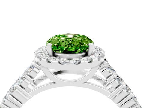 White gold Oval Cut Halo Pavé Diamond Engagement Ring with Split Shank and Four-Prong Setting_4
