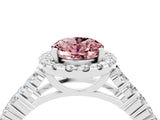 White gold Oval Cut Halo Pavé Diamond Engagement Ring with Split Shank and Four-Prong Setting_4