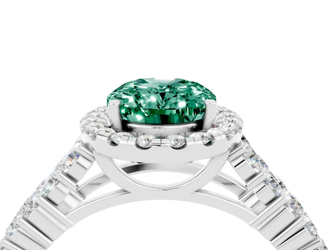 White gold Oval Cut Halo Pavé Diamond Engagement Ring with Split Shank and Four-Prong Setting_4