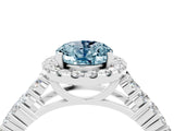 White gold Oval Cut Halo Pavé Diamond Engagement Ring with Split Shank and Four-Prong Setting_4