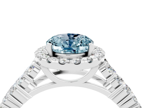 White gold Oval Cut Halo Pavé Diamond Engagement Ring with Split Shank and Four-Prong Setting_4