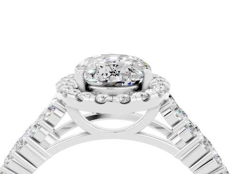 White gold Oval Cut Halo Pavé Diamond Engagement Ring with Split Shank and Four-Prong Setting_4