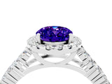 White gold Oval Cut Halo Pavé Diamond Engagement Ring with Split Shank and Four-Prong Setting_4