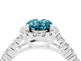 White gold Oval Cut Halo Pavé Diamond Engagement Ring with Split Shank and Four-Prong Setting_4