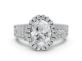 White gold Oval Cut Halo Pavé Diamond Engagement Ring with Split Shank and Four-Prong Setting_4