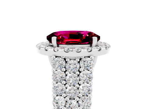 White gold Oval Cut Halo Pavé Diamond Engagement Ring with Split Shank and Four-Prong Setting_5
