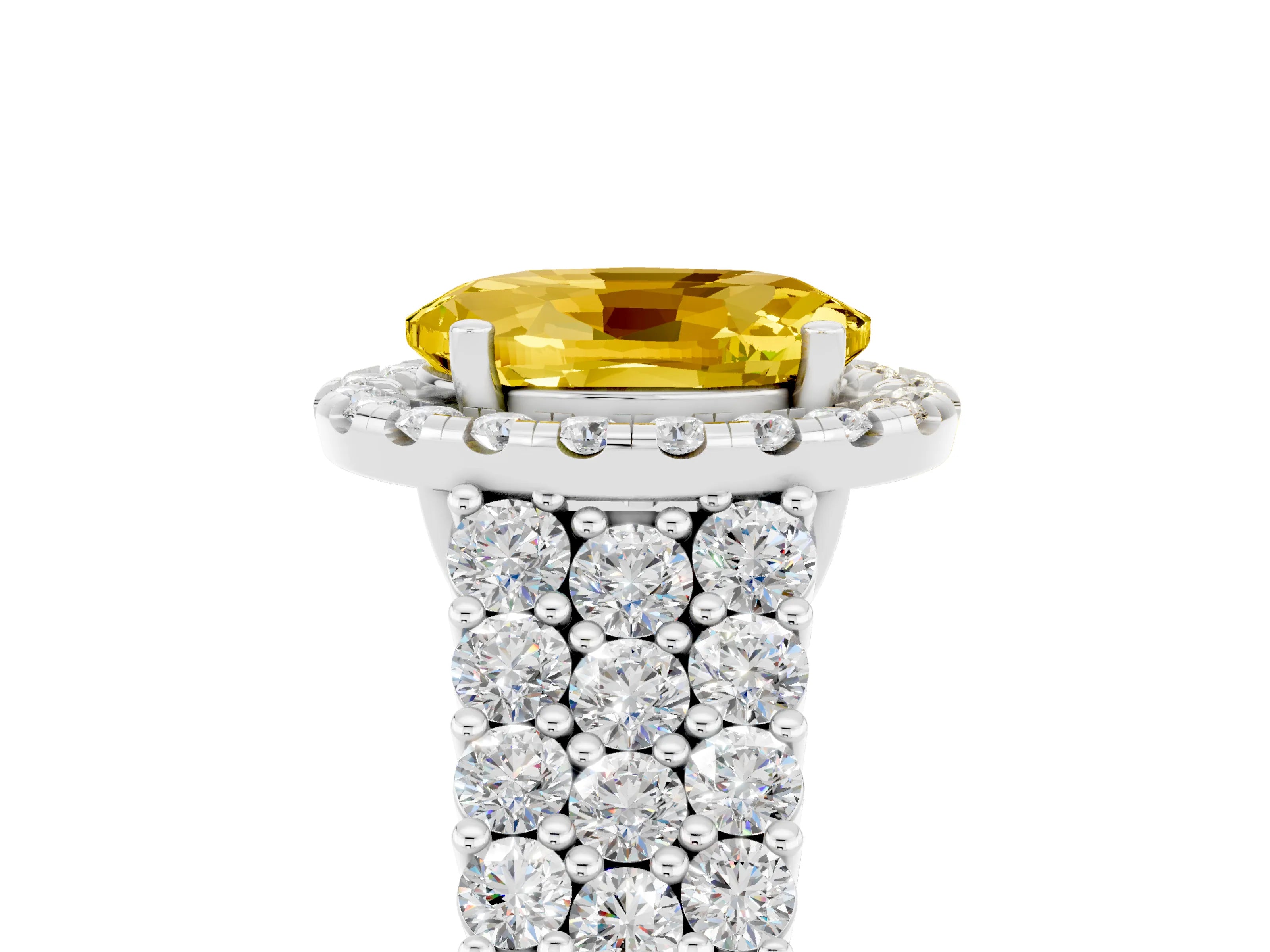 White gold Oval Cut Halo Pavé Diamond Engagement Ring with Split Shank and Four-Prong Setting_5