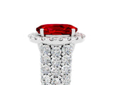 White gold Oval Cut Halo Pavé Diamond Engagement Ring with Split Shank and Four-Prong Setting_5