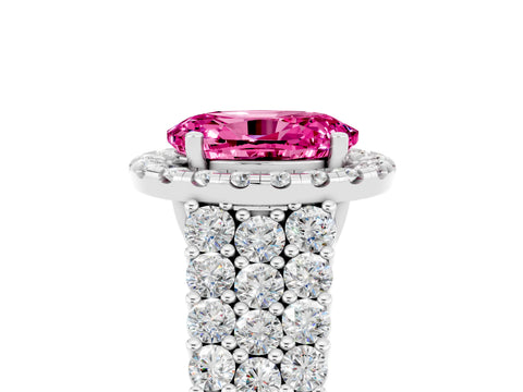 White gold Oval Cut Halo Pavé Diamond Engagement Ring with Split Shank and Four-Prong Setting_5