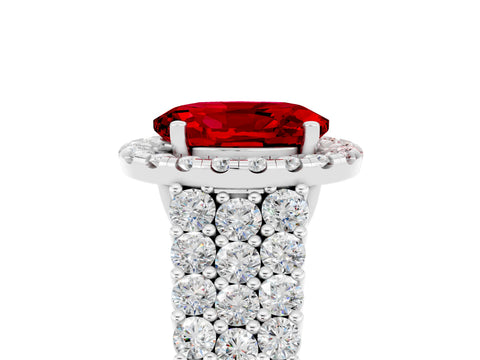 White gold Oval Cut Halo Pavé Diamond Engagement Ring with Split Shank and Four-Prong Setting_5