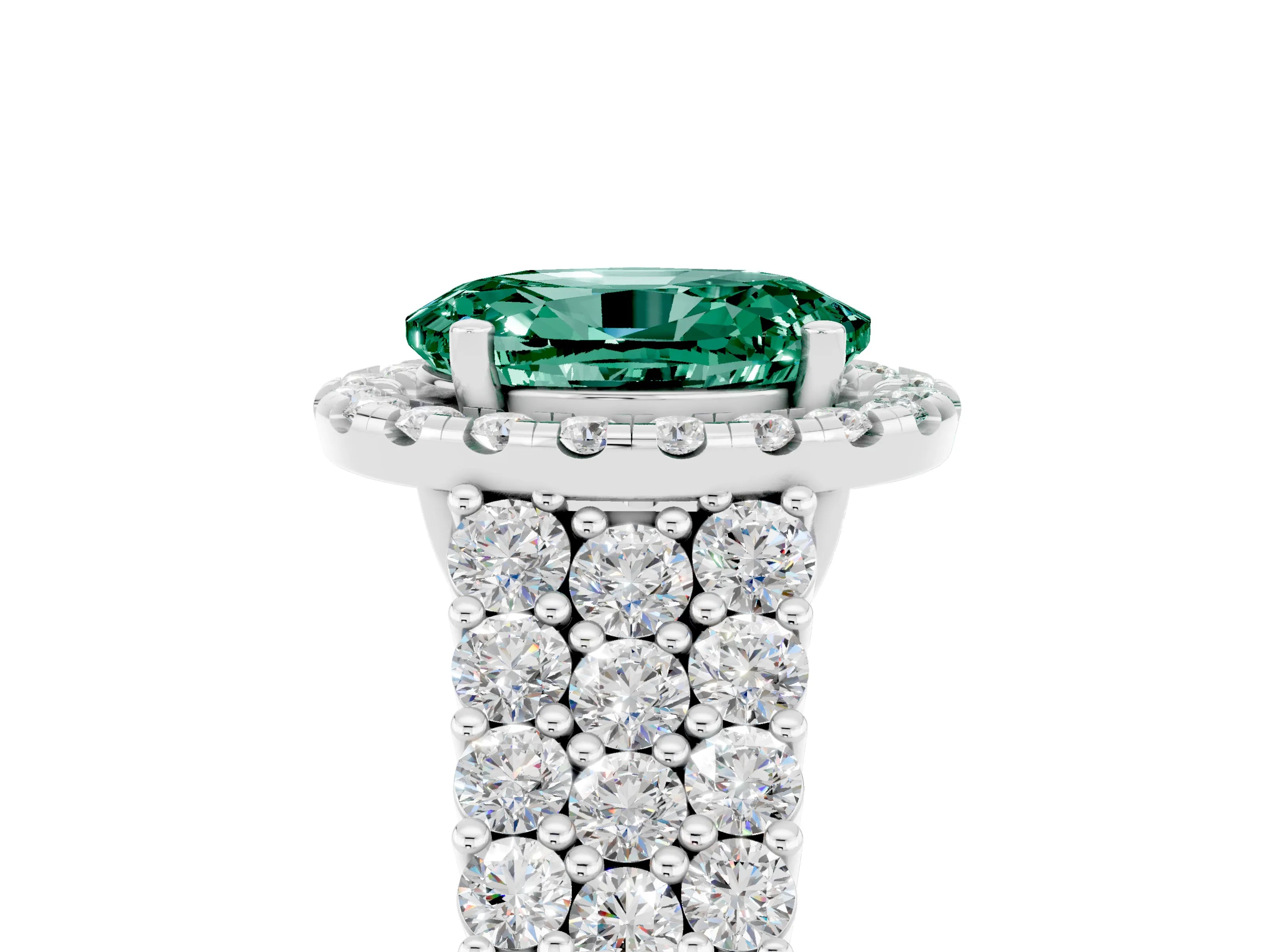 White gold Oval Cut Halo Pavé Diamond Engagement Ring with Split Shank and Four-Prong Setting_5