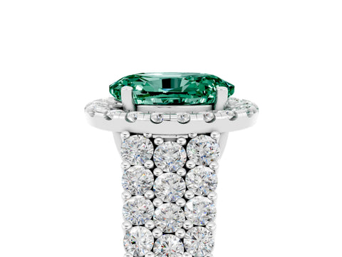 White gold Oval Cut Halo Pavé Diamond Engagement Ring with Split Shank and Four-Prong Setting_5