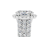 White gold Oval Cut Halo Pavé Diamond Engagement Ring with Split Shank and Four-Prong Setting_5