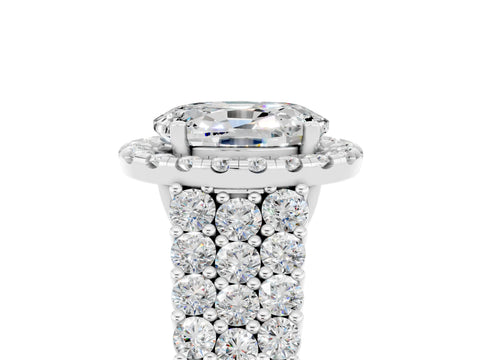 White gold Oval Cut Halo Pavé Diamond Engagement Ring with Split Shank and Four-Prong Setting_5