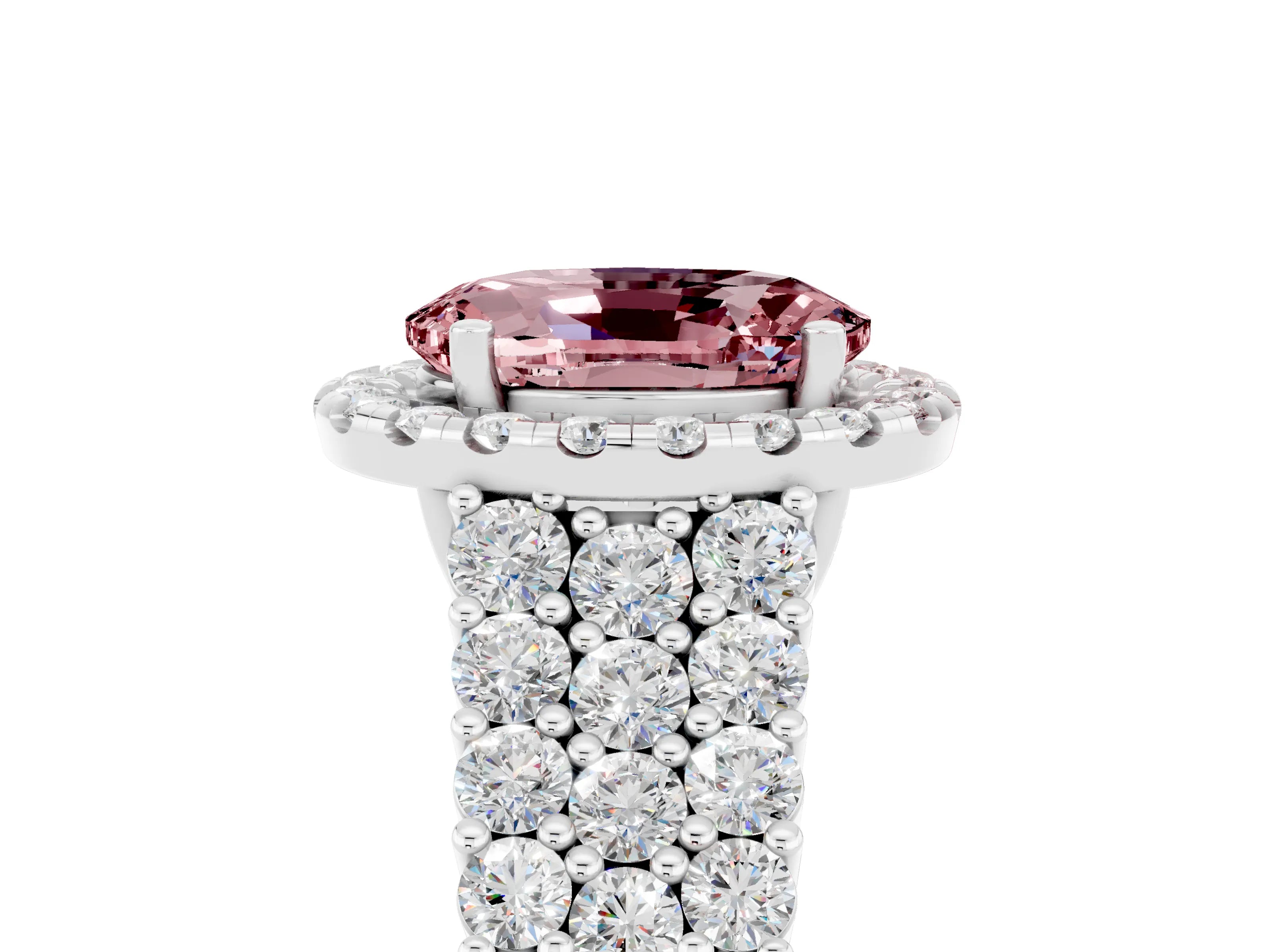 White gold Oval Cut Halo Pavé Diamond Engagement Ring with Split Shank and Four-Prong Setting_5