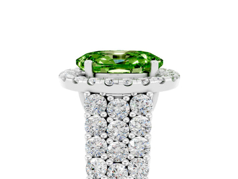 White gold Oval Cut Halo Pavé Diamond Engagement Ring with Split Shank and Four-Prong Setting_5