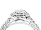 White gold Oval Cut Halo Pavé Diamond Engagement Ring with Split Shank and Four-Prong Setting_8