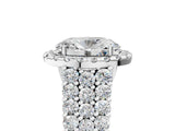 White gold Oval Cut Halo Pavé Diamond Engagement Ring with Split Shank and Four-Prong Setting_9