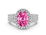 White gold Oval Cut Halo Pavé Diamond Engagement Ring with Split Shank and Four-Prong Setting