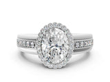 White gold Oval Cut Halo Pave Band Four-Prong Ring_74