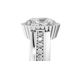 White gold Oval Cut Halo Pave Band Four-Prong Ring_79