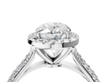 White gold Oval Cut Halo Pave Band Four-Prong Setting Ring_64
