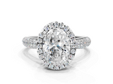 White gold Oval Cut Halo Pave Band Four-Prong Setting Ring_72