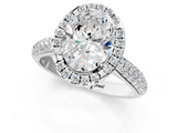 White gold Oval Cut Halo Pave Band Four-Prong Setting Ring_73