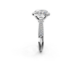 White gold Oval Cut Halo Pave Band Four-Prong Setting Ring_74